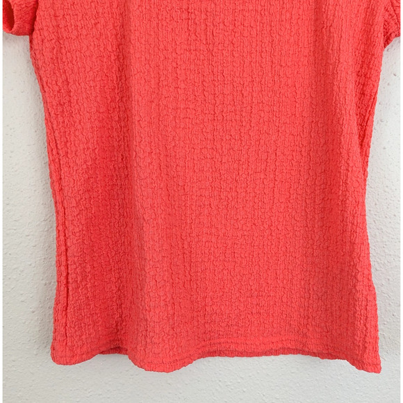 New Old Navy sz L Stretchy Top crinkle fabric ss salmon pink women 3786 - Picture 3 of 6